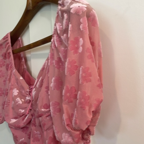 For Love and Lemons Lusk cropped burnout velvet puff sleeve top - Picture 3 of 14